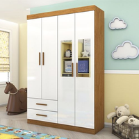 Guarda-roupa Infantil 4 Portas 2 Gavetas com Espelho Cinamomo/Branco