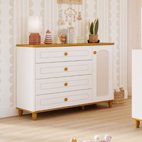 Cômoda de Bebê com 4 Gavetas 1 Porta Bala de Coco Expresso Móveis Branco/Nature