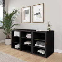 Conjunto Home Office 3 Módulos com Prateleiras Ficus CabeCasa MadeiraOriginals Preto