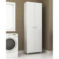 Armário Multiuso 2 Portas 4 Prateleiras com Rodízios Am3101 60cm Branco