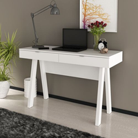 Escrivaninha Mesa Escritório Me 4128 2 Gavetas 120cm Branca Branca