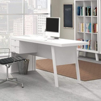 Escrivaninha Mesa Escritório Me4122 2 Gavetas 163cm Branca Branca - Escrivaninha Mesa Escritório 163cm 2 Gavetas Me4122 Branca
