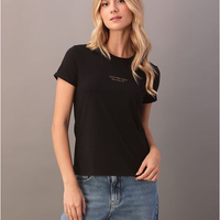 Camiseta Calvin Klein Jeans Feminino Organic Frase - Preto Camiseta Calvin Klein Jeans Feminino Organic Frase Preto m