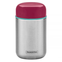 Pote Térmico Tramontina Em Aço Inox Com Tampa Rosa 8,8cm 400ml
