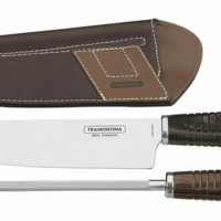 Jogo De Facas Tramontina Aço Inox Polywood Castanho 2 Peças