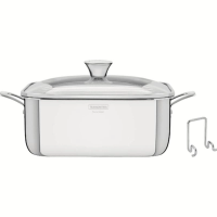 Caçarola Tramontina Grano Quadrada Aço Inox Com Suporte Para Tampa De Vidro 4 Litros