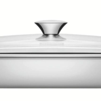 Assadeira Retangular Tramontina Cosmos 39cm Em Aço Inox Com Tampa De Vidro