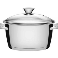 Caçarola Funda Tramontina Allegra 24cm Com Tampa De Vidro Aço Inox