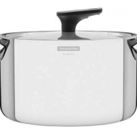 Caçarola Funda Tramontina Grano Baquelite 24cm Em Inox Com Corpo Triplo