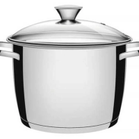 Caldeirão 24cm Tramontina Allegra Aço Inox Com Tampa De Vidro