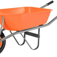 Carrinho De Mão Tramontina Com Caçamba Funda Plástica Laranja 55 Litros Braço Metálico E Pneu Com Câmara