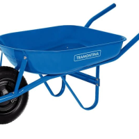 Carrinho De Mão Tramontina Com Caçamba Rasa Metálica Azul 50 Litros Braço Metálico