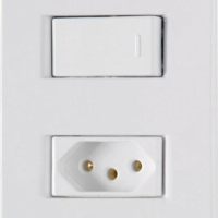 Conjunto 4x2 1 Interruptor Simples 10 A 250 V 1 Tomada 2P+T 20 A 250 V Tramontina Liz