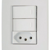 Conjunto 4x2 2 Interruptores Paralelos 10 A 250 V 1 Tomada 2P+T 20 A 250 V Tramontina Liz