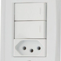 Conjunto 4x2 2 Interruptores Simples 10 A 250 V 1 Tomada 2P+T 20 A 250 V Tramontina Lux2