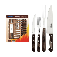 Jogo Para Churrasco Tramontina Polywood Castanho 14 Peças