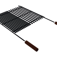 Grelha Tramontina Churrasco Black 74,1x44,2cm Em Aço Carbono E Cabos De Madeira