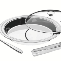 Jogo Para Servir Tramontina Ciclo Aço Inox Com Tampa De Vidro 3 Peças