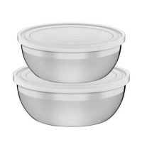 Jogo De Potes Tramontina Freezinox Aço Inox Tampa Plástica 2 Peças