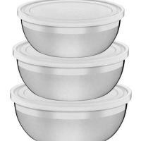 Jogo De Potes Tramontina Freezinox Aço Inox Com Tampa 3 Peças