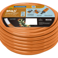 Mangueira Multi 1/2" Tramontina Em PVC Laranja 3 Camadas 25m Com Engates Rápidos E Esguicho