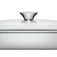 Assadeira Retangular Tramontina Cosmos 43cm Em Aço Inox Com Tampa De Vidro