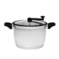 Pipoqueira Tramontina Allegra Aço Inox E Tampa De Vidro Com Borda De Silicone 22 Cm 5,6 L