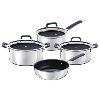 Jogo De Panelas Tramontina Romagna Aço Inox E Alumínio Interno Cerâmico Black Stone 4 Peças