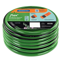 Mangueira Flex Para Jardim Tramontina Em PVC Verde Com Faixa Preta 4 Camadas 30m Engate Rosqueado E Esguicho