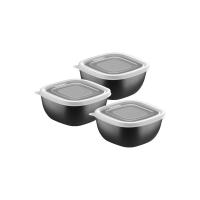 Jogo De Potes Tramontina Preto Em Polipropileno Tampa Transparente 300ml MixColor 3 Peças