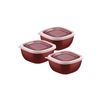 Jogo De Potes Tramontina Vermelho Em Polipropileno Tampa Transparente 300ml MixColor 3 Peças