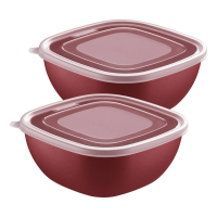 Jogo De Potes Tramontina Vermelho Em Polipropileno Tampa Transparente 2 Litros MixColor 2 Peças