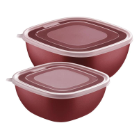 Jogo De Potes Tramontina Vermelho Em Polipropileno Tampa Transparente 2 E 4 Litros MixColor 2 Peças