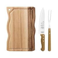 Kit Para Churrasco Tramontina Com Lâminas Em Aço Inox E Madeira Natural 3 Peças