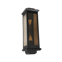 Arandela Vidro Aluminio Preto 78,1X24cm Toscana Trap Duo