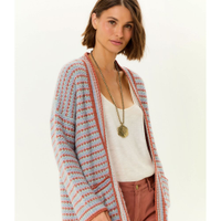 Cardigan Tricot Longo Multicolor