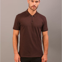 Polo Manga Curta Calvin Klein Masculino Slim Meio Zíper - Marrom Polo Manga Curta Calvin Klein Masculino Slim Meio Zíper Marrom Pp