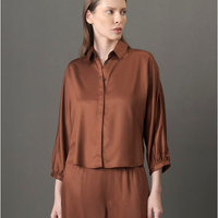 Camisa Feminina Cropped Manga Longa Calvin Klein - Marrom Camisa Feminina Cropped Manga Longa Calvin Klein Marrom 40