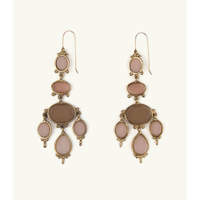 Brinco Longo Com Pedras Naturais - Ouro Velho / U