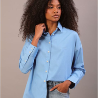 Camisa Calvin Klein Jeans Feminina Manga Longa Com Bordado Ck - Azul Claro Camisa Calvin Klein Jeans Feminina Manga Longa Com Bordado Ck Azul Claro 44