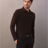 Polo Manga Longa Calvin Klein Regular Suedine - Marrom Polo Manga Longa Calvin Klein Regular Suedine Marrom Pp