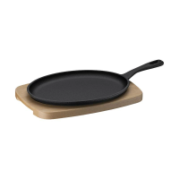 Chapa Oval Tramontina Ferro Fundido Com Acabamento Pre-Seasoned E Tábua Fargo 18cm