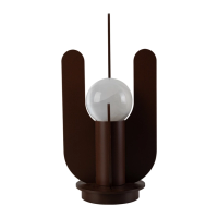Luminaria De Mesa Selenita E Metal Equilibrio - MARROM