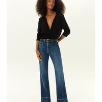 Calça Jeans Flare Bolsos