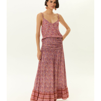 Saia Midi Estampa Flori - Rosa
