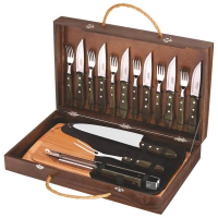 Jogo De Churrasco Jumbo Tramontina Polywood Castanho 17 Peças