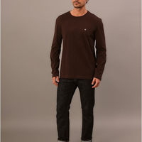 Camiseta Manga Longa Calvin Klein Jeans Masculino Calvin Klein Bordado - Cafe Camiseta Manga Longa Calvin Klein Jeans Masculino Calvin Klein Bordado Cafe Pp
