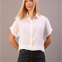 Camisa Manga Curta de Linho - Branco Camisa Manga Curta de Linho Branco 38