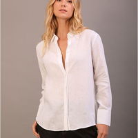 Camisa Social Feminina Manga Longa Básica de Linho Calvin Klein - Branco Camisa Social Feminina Manga Longa Básica de Linho Calvin Klein Branco 42