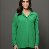 Camisa Feminina Linho Misto Calvin Klein Jeans - Verde Médio Camisa Feminina Linho Misto Calvin Klein Jeans Verde Médio 40